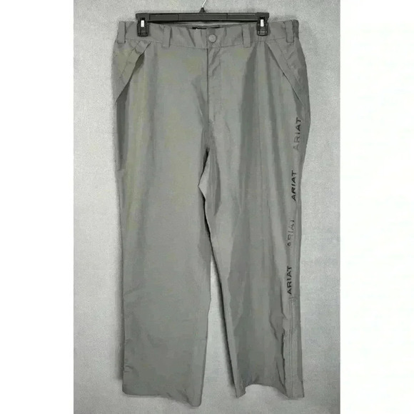 Ariat Pants Men’s Large Regular Gray Rebar Stormshell Waterproof Workwear Rain - Picture 3 of 11